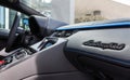 Blue Lamborghini Aventador interior