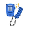 Blue Landline or Wireline Home Phone as Telephone Connection Vector Illustration Royalty Free Stock Photo