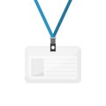 Blue lanyard with tag badge icon. Template design of ticket business card id or retractor end badge Royalty Free Stock Photo