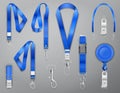 Blue lanyards with metal claw clasp vector Royalty Free Stock Photo