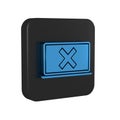 Blue Laptop and cross mark on screen icon isolated on transparent background. Error window, exit button, cancel, 404