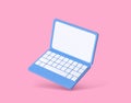 Blue laptop isolated on pink background. Clipping path included Royalty Free Stock Photo