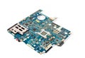 Blue laptop motherboard isolated on white Royalty Free Stock Photo