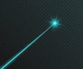 Blue laser beam light effect isolated on transparent background. Royalty Free Stock Photo