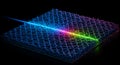 Blue laser beam splits colors on a nanostructure Royalty Free Stock Photo