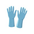 Blue latex gloves vector illustration isolated on white background. Royalty Free Stock Photo