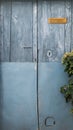 Blue ld wooden and metal gate Royalty Free Stock Photo