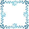 Blue Leaf Branches Frame Border