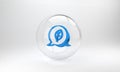 Blue Leaf Eco symbol icon isolated on grey background. Banner, label, tag, logo, sticker for eco green. Glass circle Royalty Free Stock Photo