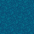Blue leaf Elegant stylish abstract floral wallpaper. Seamless pattern
