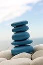Blue Leaned Pebble Tower Royalty Free Stock Photo