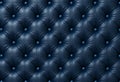 Blue Leather Chesterfield Sofa Tufted Luxurious Texture Classic Design Royalty Free Stock Photo