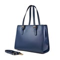 Blue leather handbag isolated on white background Royalty Free Stock Photo