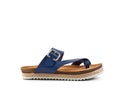 Blue leather men`s summer sandals isolate on a white background, side view Royalty Free Stock Photo