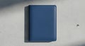 Blue Leather Notebook Mockup. Blank Journal on Concrete Background. Royalty Free Stock Photo