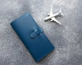 Blue leather travel purse Royalty Free Stock Photo