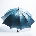 Blue Leather Umbrella With Metal Handle - Futuristic Design