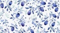 Nature-inspired Watercolor Pattern: Bilberry Motifs In Elba Damast Style