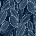 Blue leaves seamless pattern