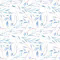 Blue leaves texture pattern.Watercolor floral pattern Seamless pattern can be used for wallpaper,pattern background,surface Royalty Free Stock Photo