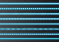 Blue LED strips collection, bright luminous ribbons isolated on a transparent background. Realistic neon garlands. Royalty Free Stock Photo