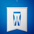 Blue Leggings icon isolated on blue background. White pennant template. Vector