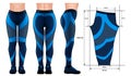 Blue Leggings pants mockup pattern realistic isolated white background