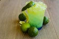 blue lemon soda with ice served in disposable glass isolated on table side view of healthy drink Royalty Free Stock Photo