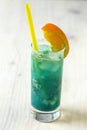 Blue lemonade in glass with ice and lemon Royalty Free Stock Photo