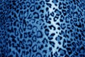 Blue leopard animal print fur pattern - fabric Royalty Free Stock Photo