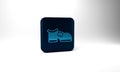 Blue Leprechaun boot icon isolated on grey background. Happy Saint Patricks day. National Irish holiday. Blue square