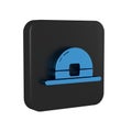 Blue Leprechaun hat icon isolated on transparent background. Happy Saint Patricks day. Black square button.