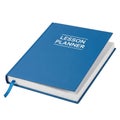 Blue lesson planner book with white pages Royalty Free Stock Photo