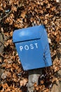 Blue Letter Box on Hedge Royalty Free Stock Photo