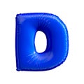 Blue letter D made of inflatable balloon isolated on white background Royalty Free Stock Photo