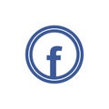 facebook icon, Letter f blue circle vector icon