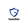 Blue Letter G Shield Guardian Logo Template