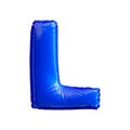 Blue letter L made of inflatable balloon isolated on white background Royalty Free Stock Photo