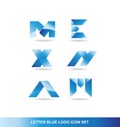 Blue letter logo set Royalty Free Stock Photo