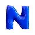 Blue letter N made of inflatable balloon isolated on white background Royalty Free Stock Photo