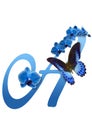 Blue letter with orchid and butterfly Royalty Free Stock Photo