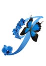 blue letter with orchid and butterfly Royalty Free Stock Photo