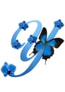 Blue letter with orchid and butterfly Royalty Free Stock Photo