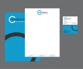 Blue Letterhead, Business Card Set with Logo Design Royalty Free Stock Photo