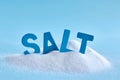 Blue letters spelling the word salt