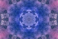 Blue lical purple mystic esoteric caleidoscopic Mandala with floral ornament Royalty Free Stock Photo