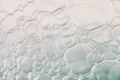 Blue light aquamarine color foam bubbles from liquid soap macro wallpaper or background
