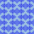 Blue on Light Blue Fleur de Lis Arabic Geometrical Pattern Seamless Repeat Background Royalty Free Stock Photo