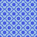 Blue on light blue club and circle seamless repeat pattern background