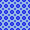 Blue on light blue with two different sized stars with squares and circles seamless repeat pattern background Royalty Free Stock Photo